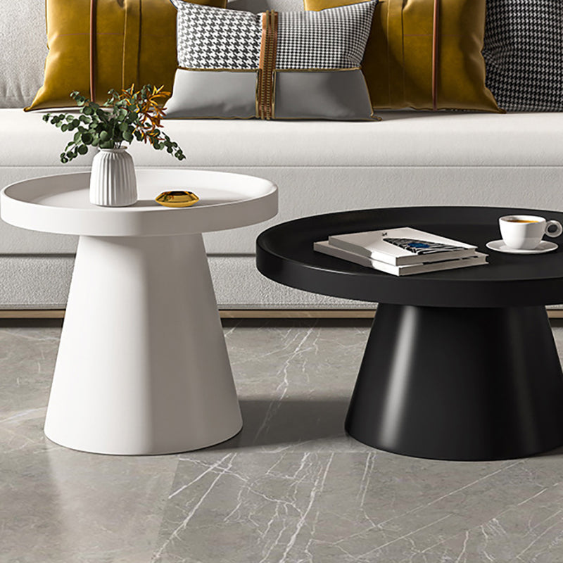 Modern Tray Top Pedestal Coffee Table Metal Round Table for Living Room
