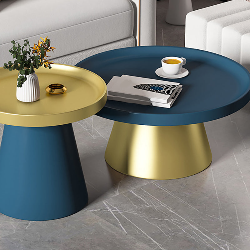 Modern Tray Top Pedestal Coffee Table Metal Round Table for Living Room