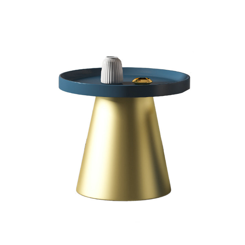 Modern Tray Top Pedestal Coffee Table Metal Round Table for Living Room