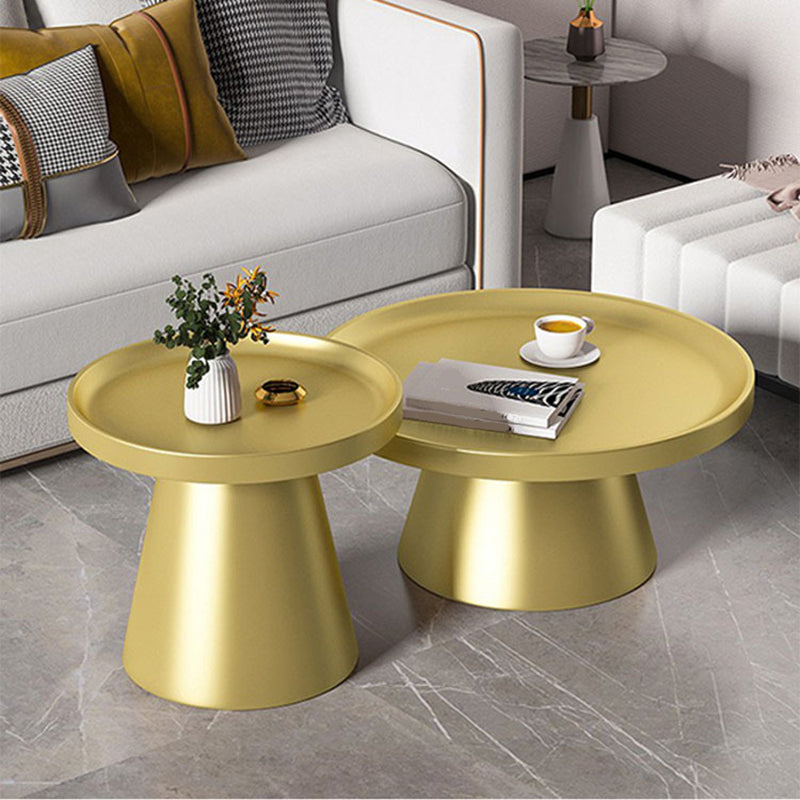 Modern Tray Top Pedestal Coffee Table Metal Round Table for Living Room