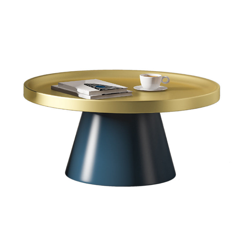 Modern Tray Top Pedestal Coffee Table Metal Round Table for Living Room