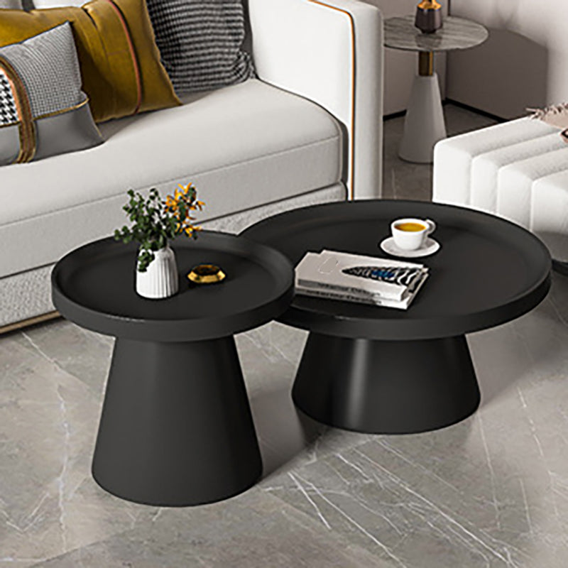 Modern Tray Top Pedestal Coffee Table Metal Round Table for Living Room