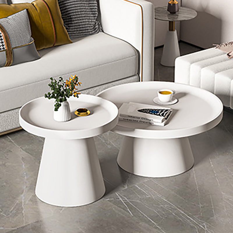 Modern Tray Top Pedestal Coffee Table Metal Round Table for Living Room