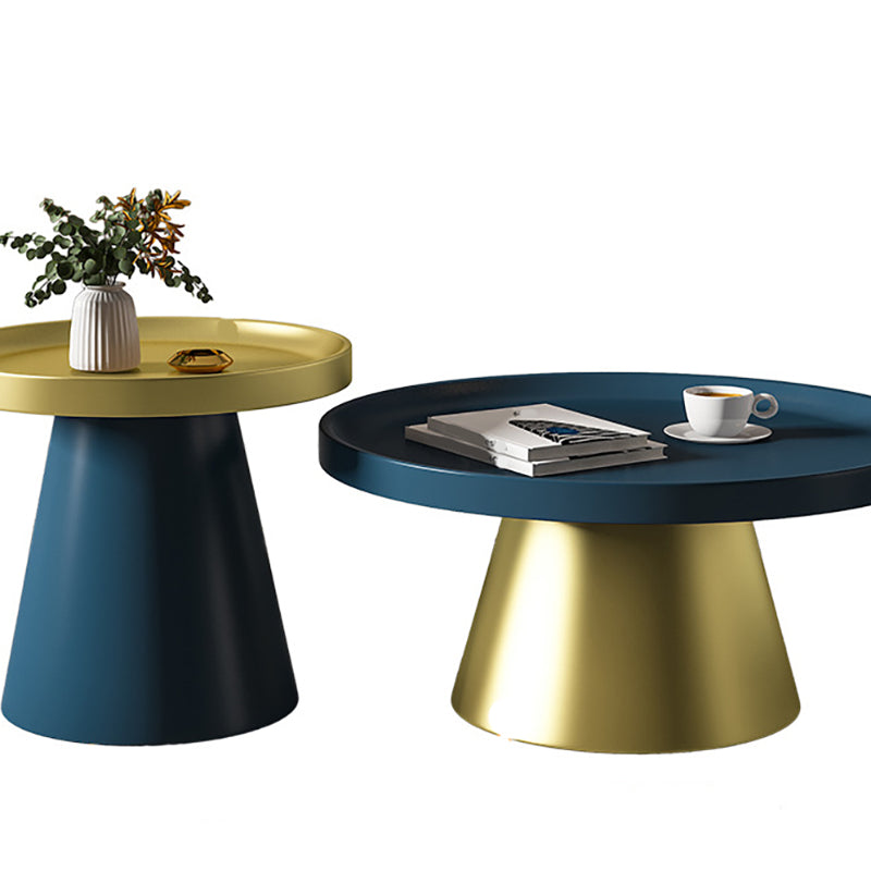 Modern Tray Top Pedestal Coffee Table Metal Round Table for Living Room