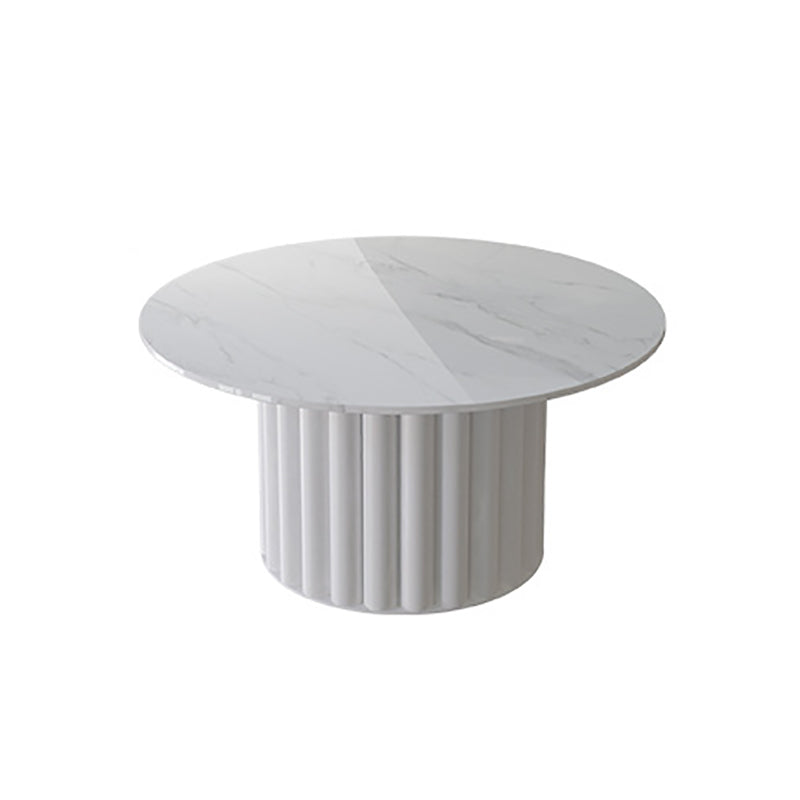Modern Stone Pedestal Cocktail Table Round Coffee Table - White/Grey
