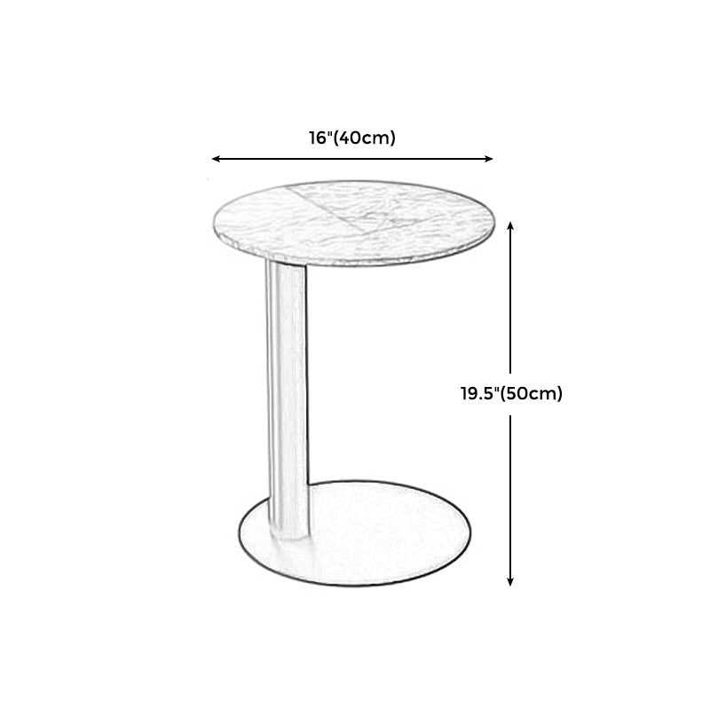 Modern Stone Pedestal Cocktail Table Round Coffee Table - White/Grey