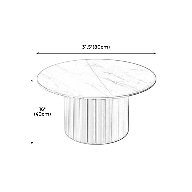 Modern Stone Pedestal Cocktail Table Round Coffee Table - White/Grey