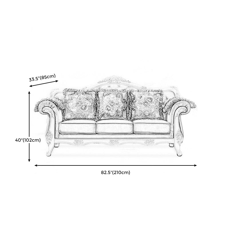 Traditional Standard Flared Arm Settee Couch for Three People