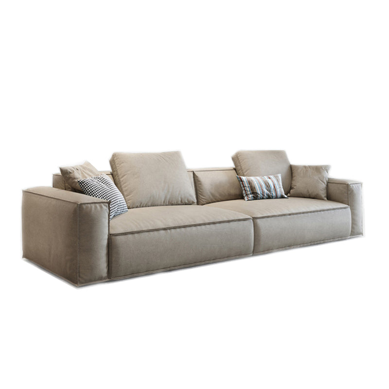 Square Arm down Fill Sofa 2 Seater Low Back Faux Leather Sofa