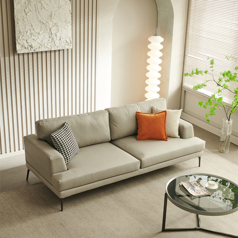 Stain Resistant Faux Leather Sofa Recessed Arm Cushions Settee Couch