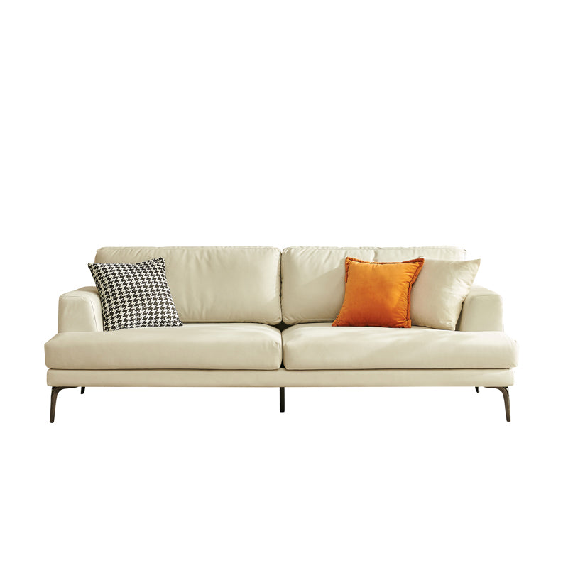 Stain Resistant Faux Leather Sofa Recessed Arm Cushions Settee Couch
