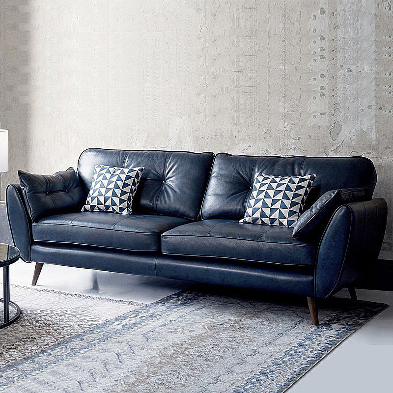Standard Contemporary Square Arm Settee Loveseat with 2 Pillows