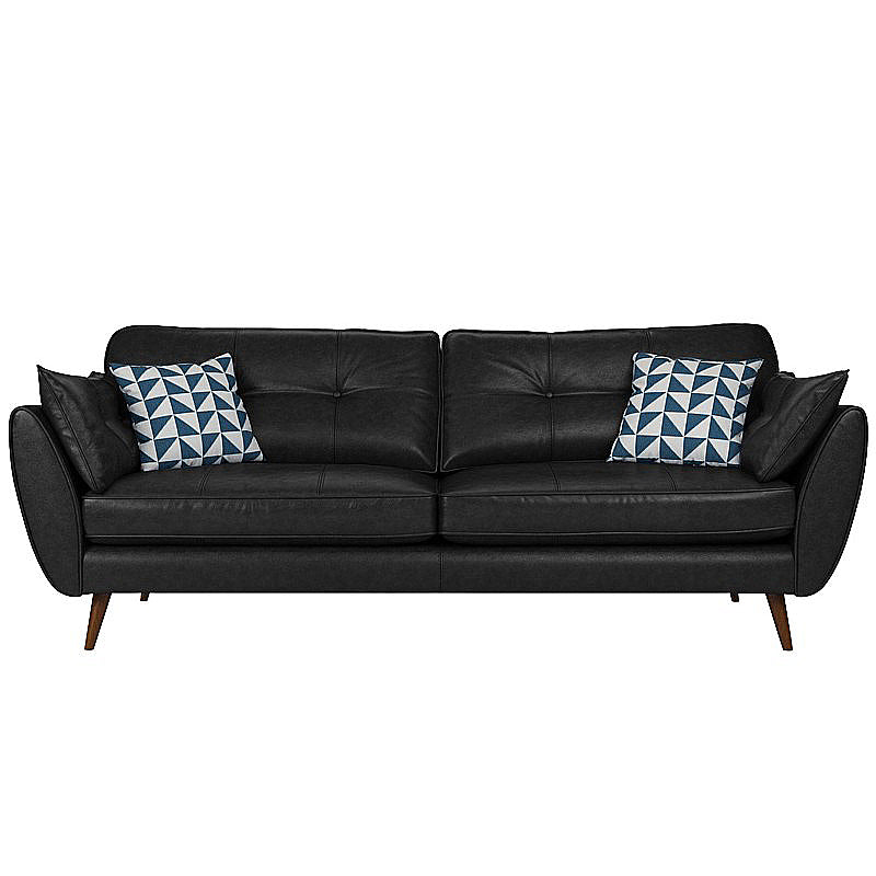 Standard Contemporary Square Arm Settee Loveseat with 2 Pillows