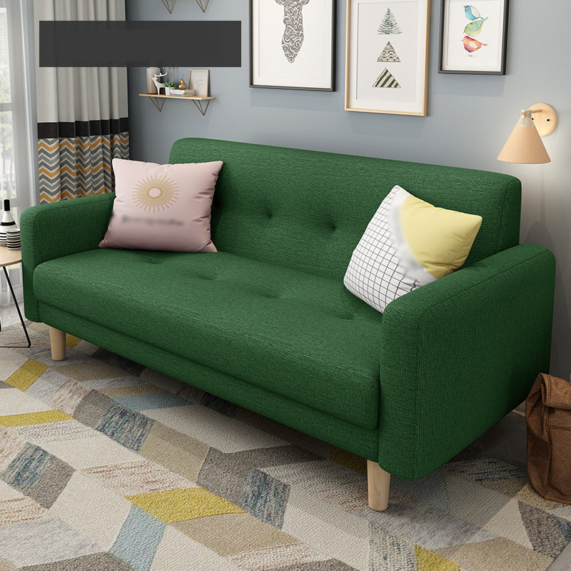 Cotton Blend and Faux Leather Square Arm Tight Back Bench Seating