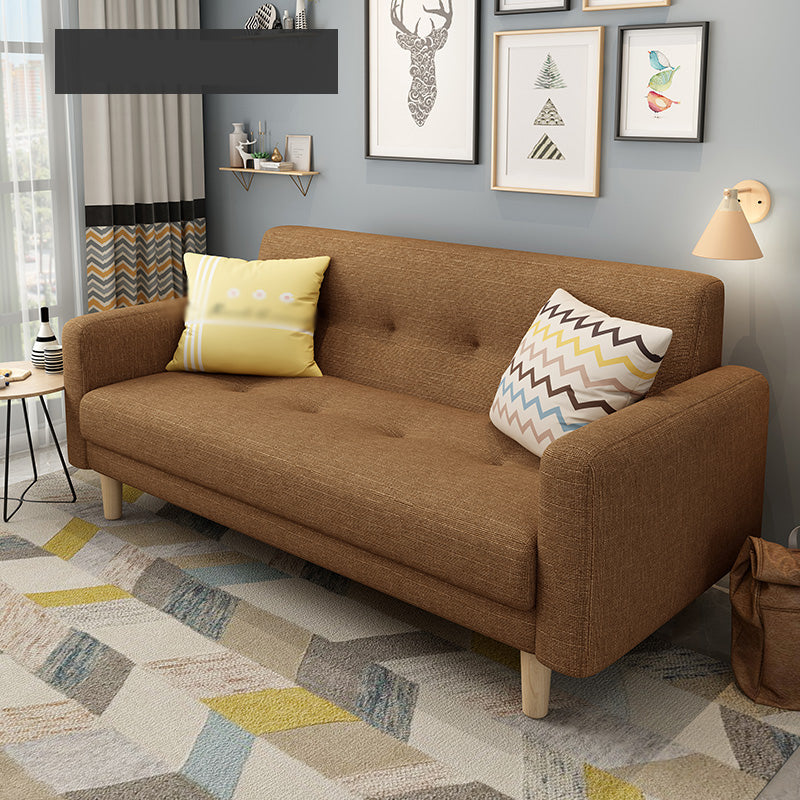 Cotton Blend and Faux Leather Square Arm Tight Back Bench Seating
