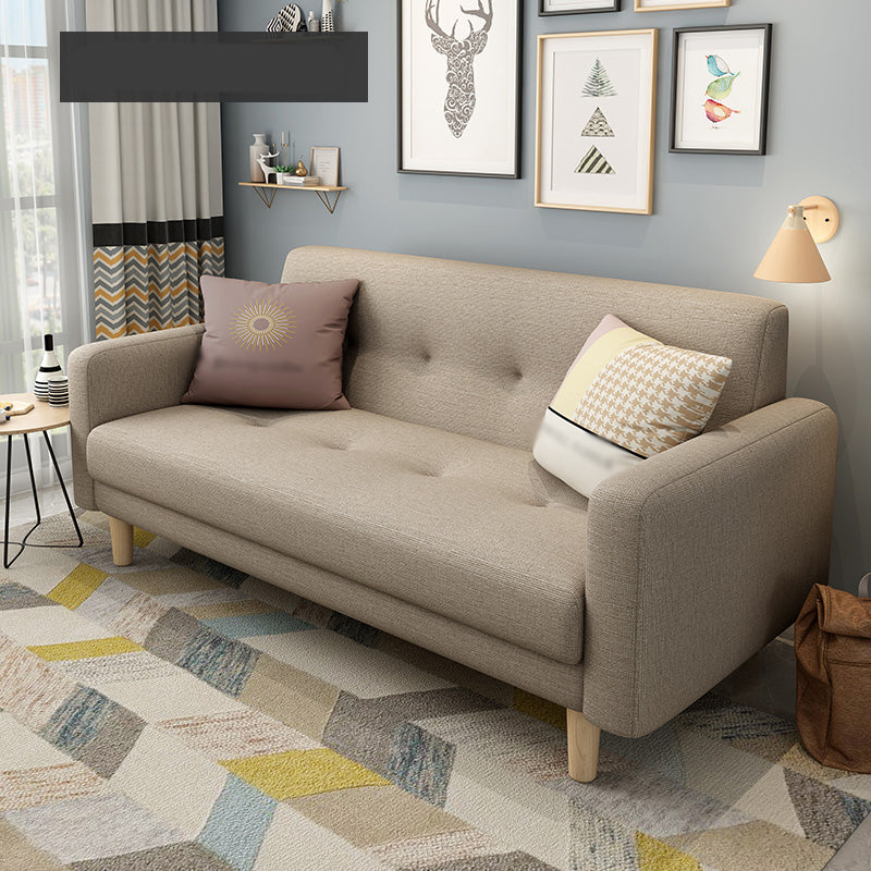 Cotton Blend and Faux Leather Square Arm Tight Back Bench Seating