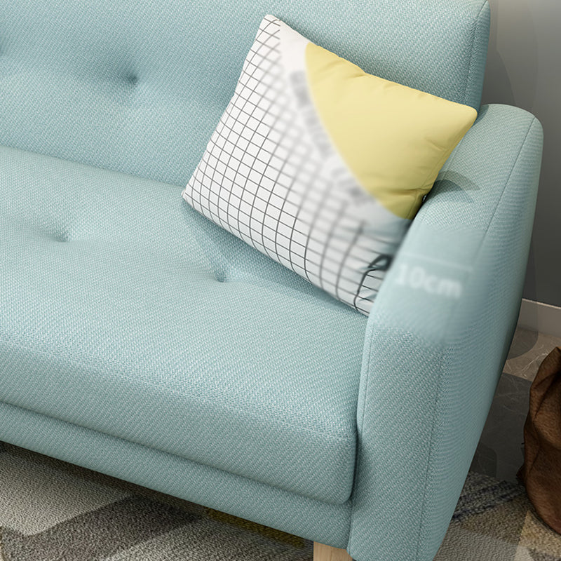 Cotton Blend and Faux Leather Square Arm Tight Back Bench Seating