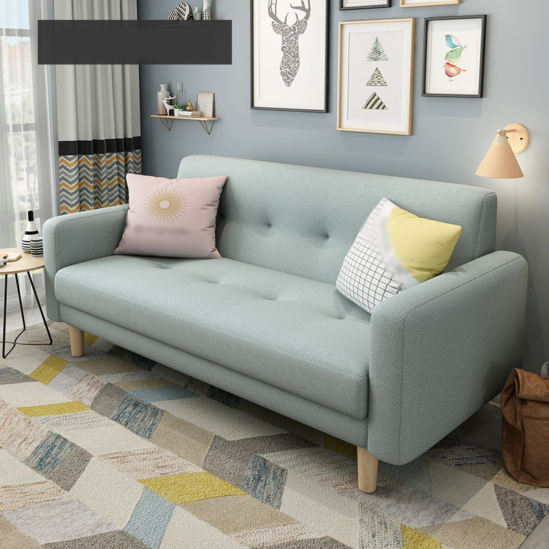 Cotton Blend and Faux Leather Square Arm Tight Back Bench Seating