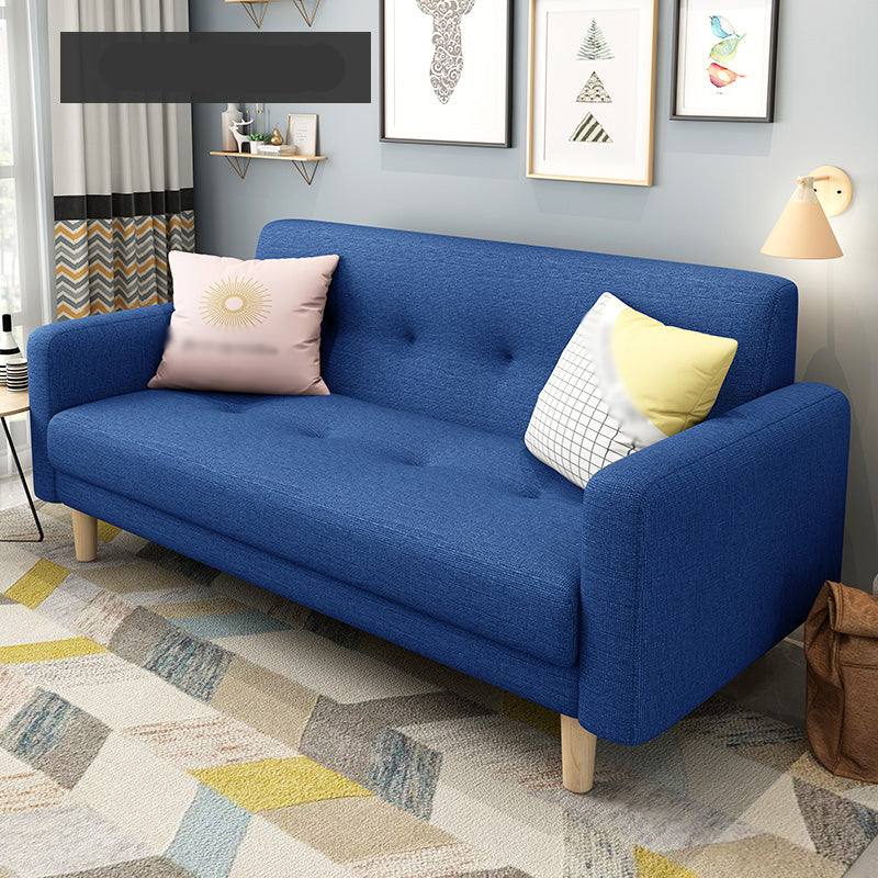 Cotton Blend and Faux Leather Square Arm Tight Back Bench Seating