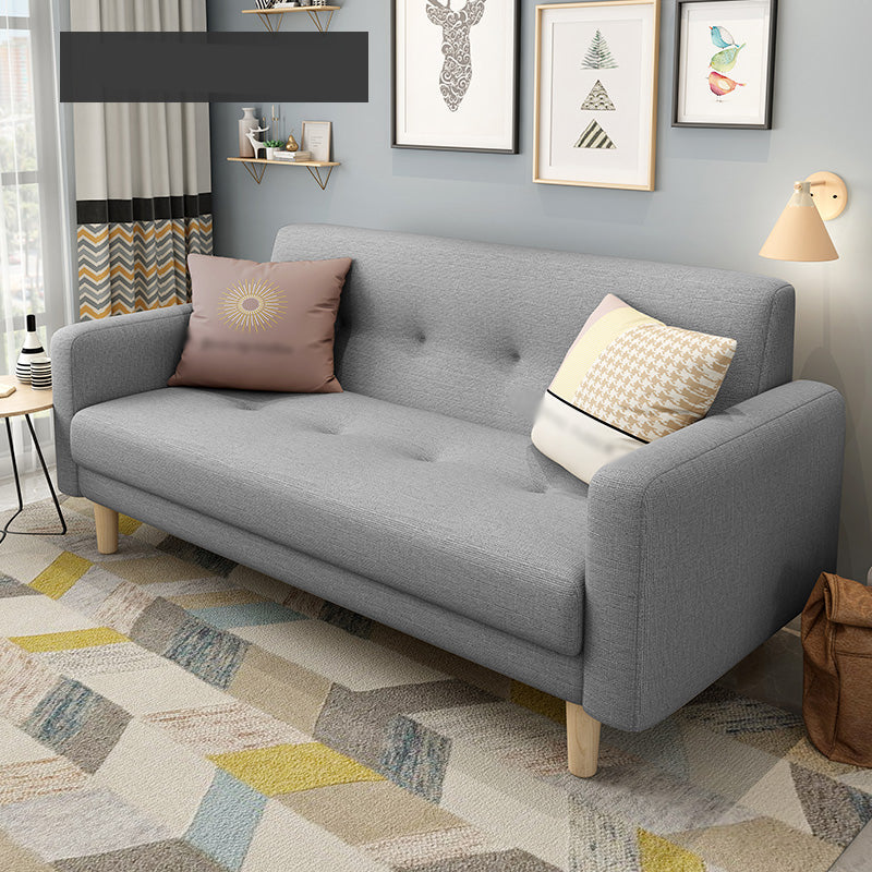 Cotton Blend and Faux Leather Square Arm Tight Back Bench Seating