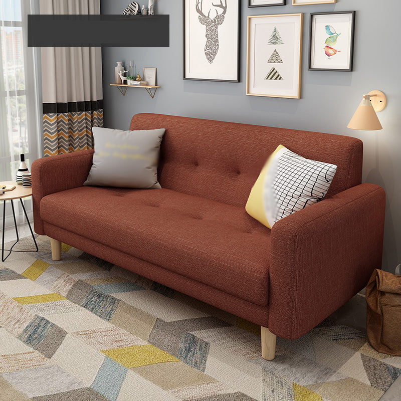 Cotton Blend and Faux Leather Square Arm Tight Back Bench Seating