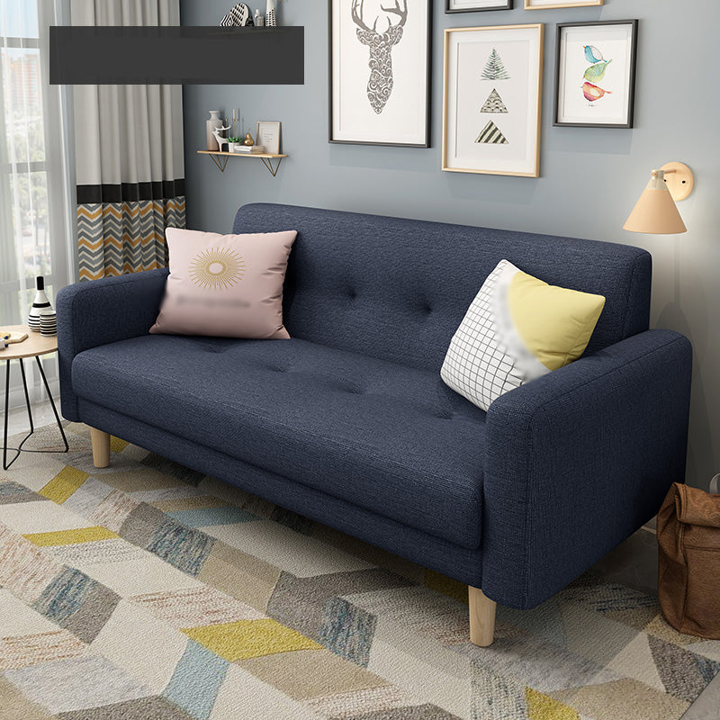 Cotton Blend and Faux Leather Square Arm Tight Back Bench Seating