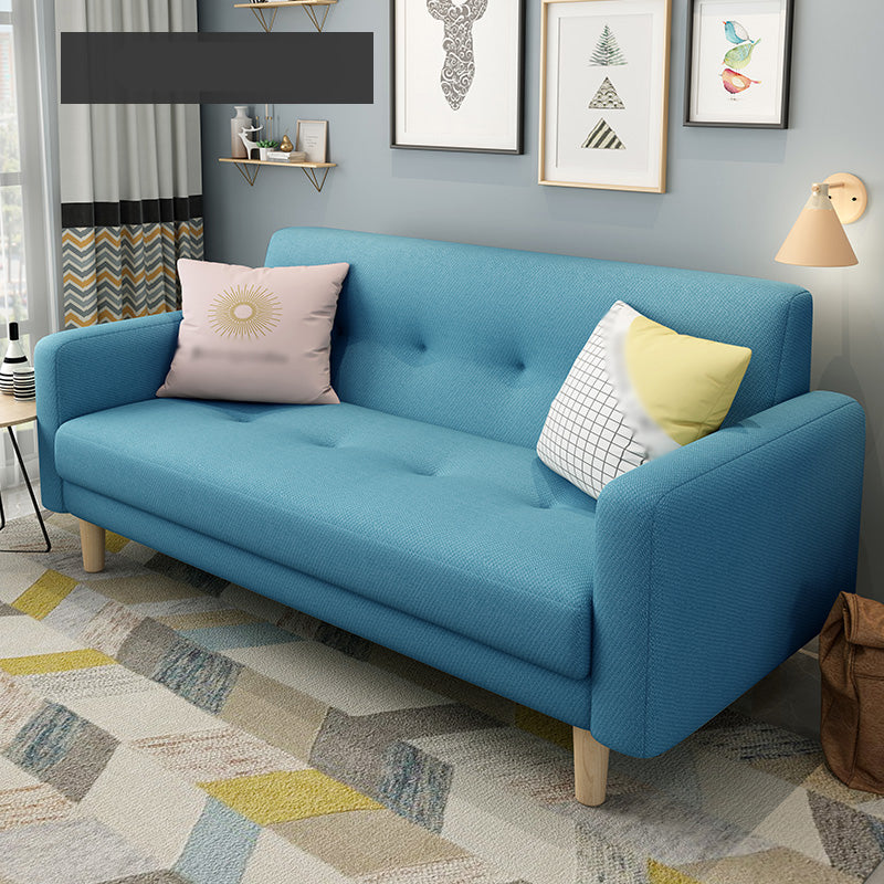 Cotton Blend and Faux Leather Square Arm Tight Back Bench Seating