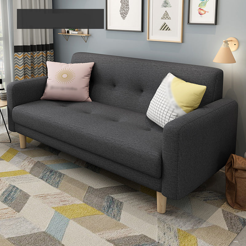 Cotton Blend and Faux Leather Square Arm Tight Back Bench Seating