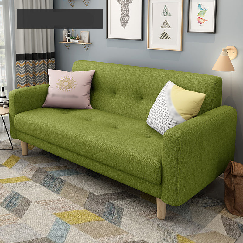 Cotton Blend and Faux Leather Square Arm Tight Back Bench Seating