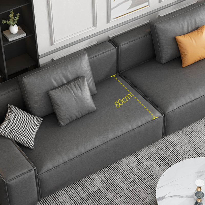 Industrial Sofa with Bolster Pillows 25.6"High Fabric Square Arm Sofa in Gray
