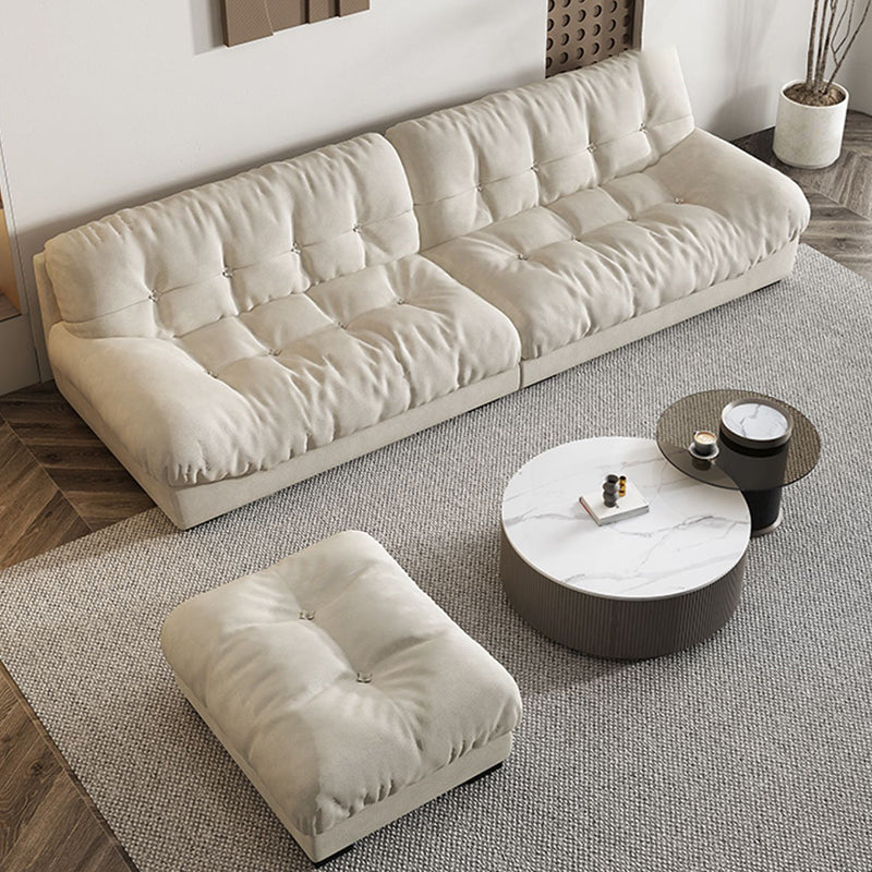 Transitional Modern Biscuit Back Standard Sofa 31.5"High Armless Sofa,Beige