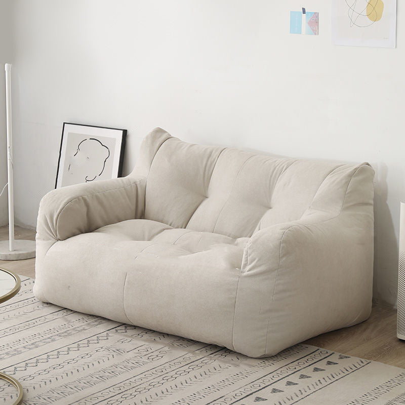 29.53H Solid Color Cotton Blend Recessed Arm Slipcovered Sofa for Apartment