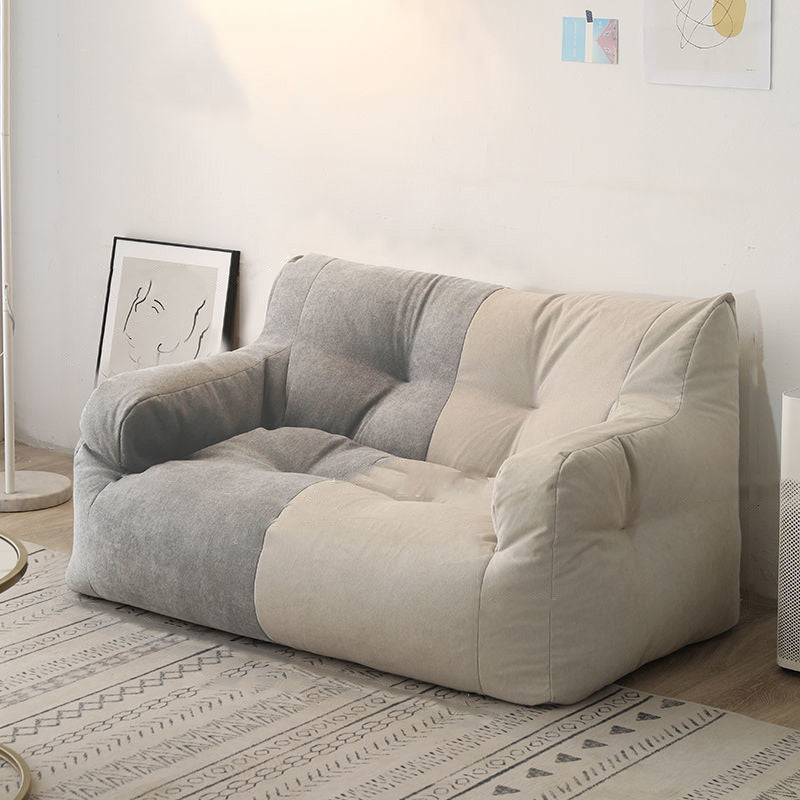 29.53H Solid Color Cotton Blend Recessed Arm Slipcovered Sofa for Apartment