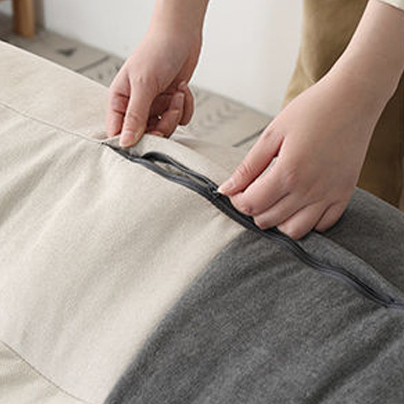 29.53H Solid Color Cotton Blend Recessed Arm Slipcovered Sofa for Apartment