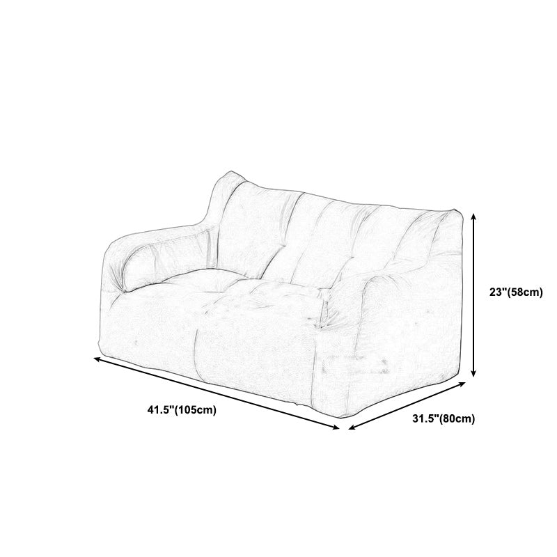 29.53H Solid Color Cotton Blend Recessed Arm Slipcovered Sofa for Apartment