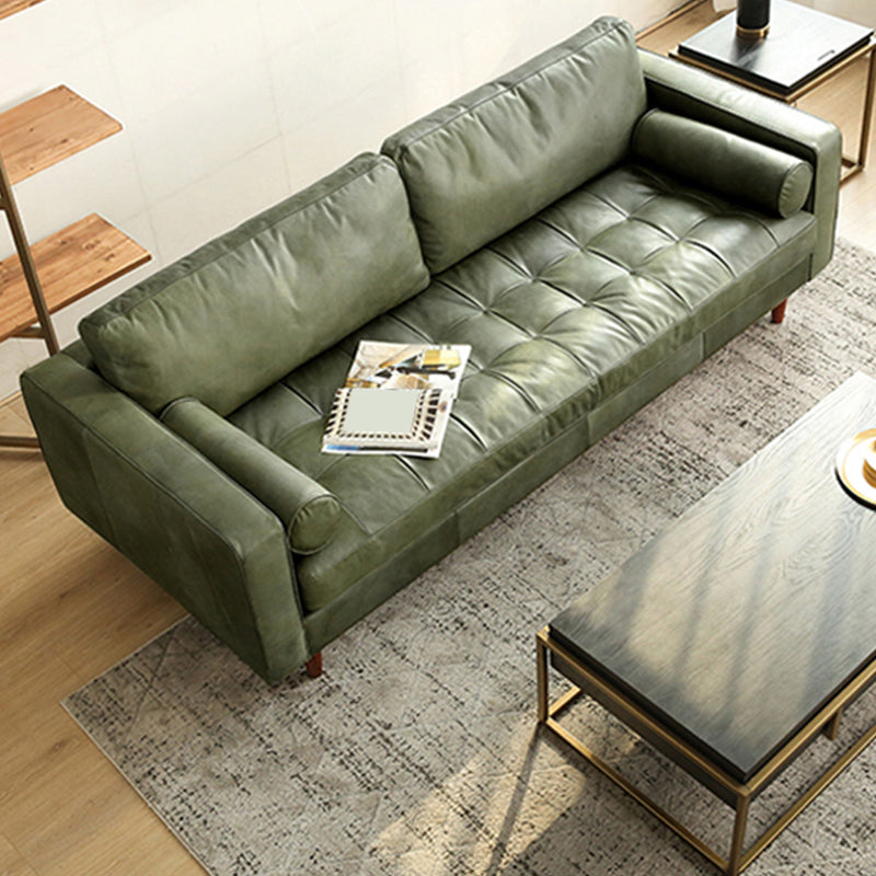 Craftsman Faux Leather Square Tufted Sofa for Living Room 65H