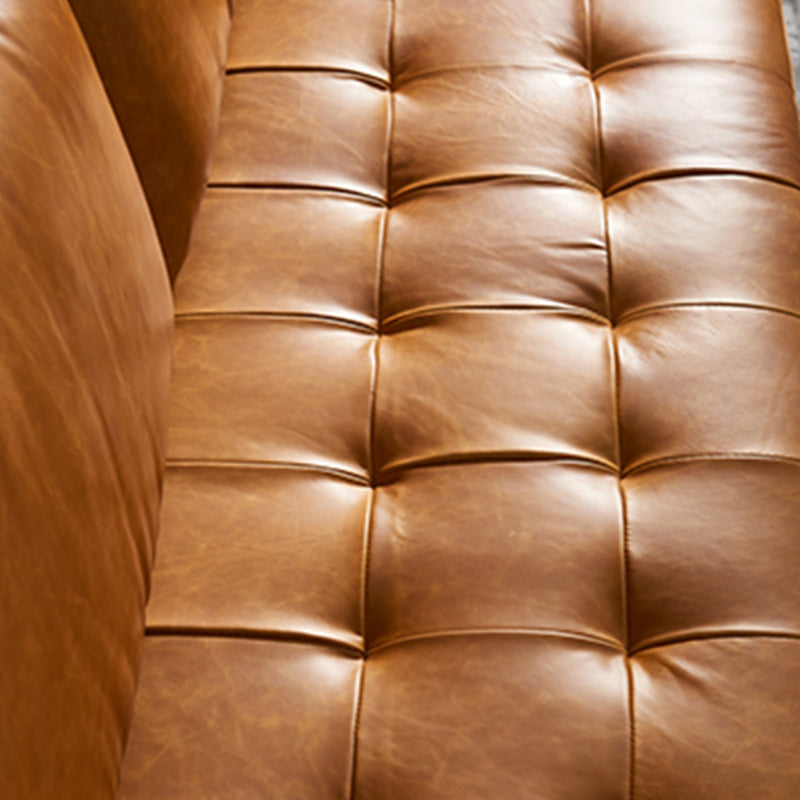 Craftsman Faux Leather Square Tufted Sofa for Living Room 65H