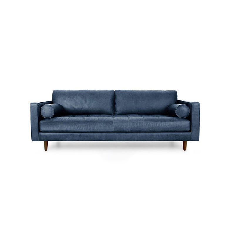 Craftsman Faux Leather Square Tufted Sofa for Living Room 65H