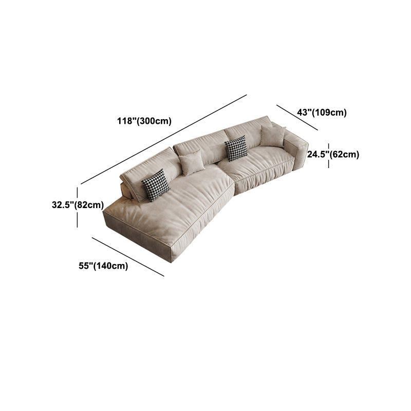 Single Side Armrest with Pillow Back Sofa Bed Cream Cloth Art Sofa