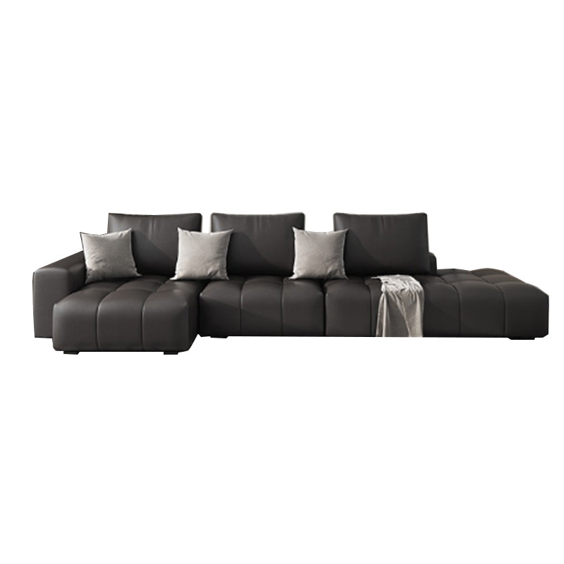 One Side Armrest Cushioning Back Sofa Bed Black Imitation Leather Sofa