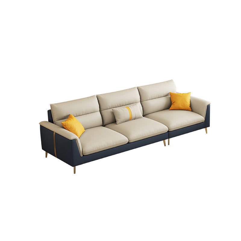 Folding Armrest Cushioning Backrest Sofa Bed White Imitation Leather Solid Wood Frame Sofa