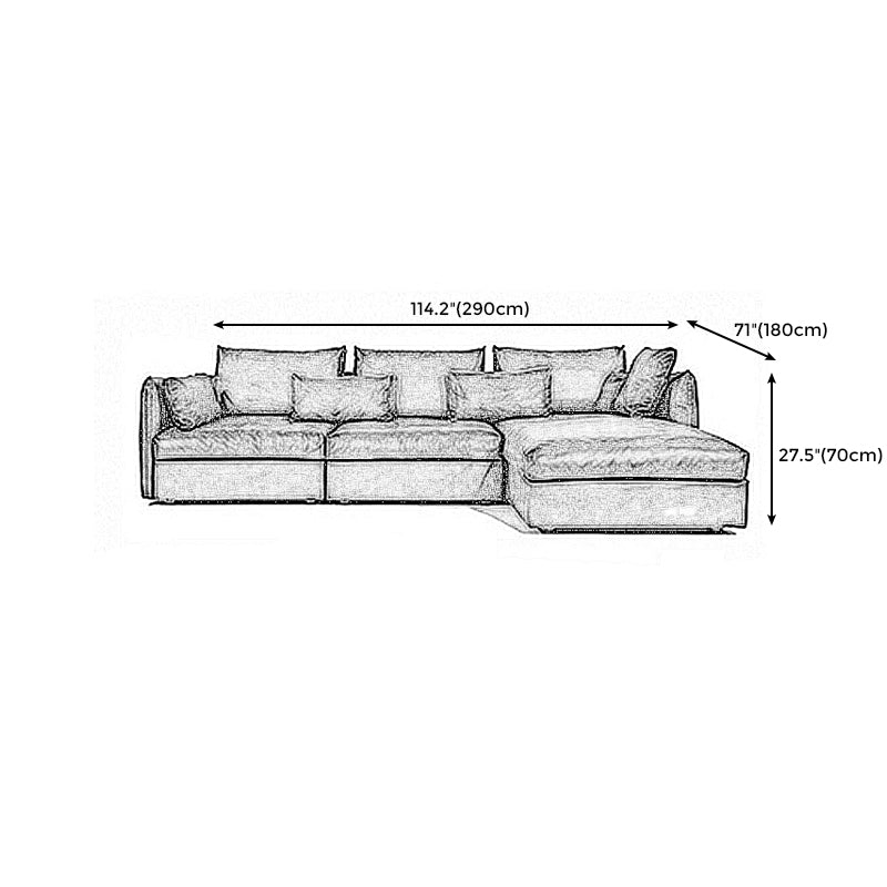 Contemporary Cushion Back Sectional Sofa 35.43"High Track Arm Sofa,Black