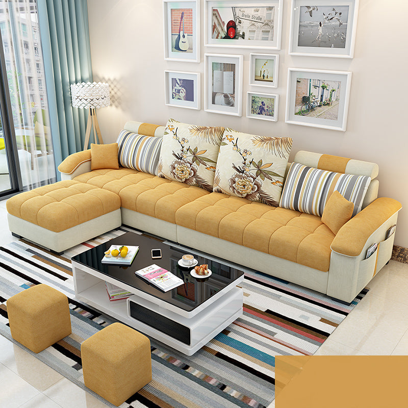 106.3" W √ó 57.09" D √ó 35.43" H Sloped Arms Sectional with Storage and Slipcovered