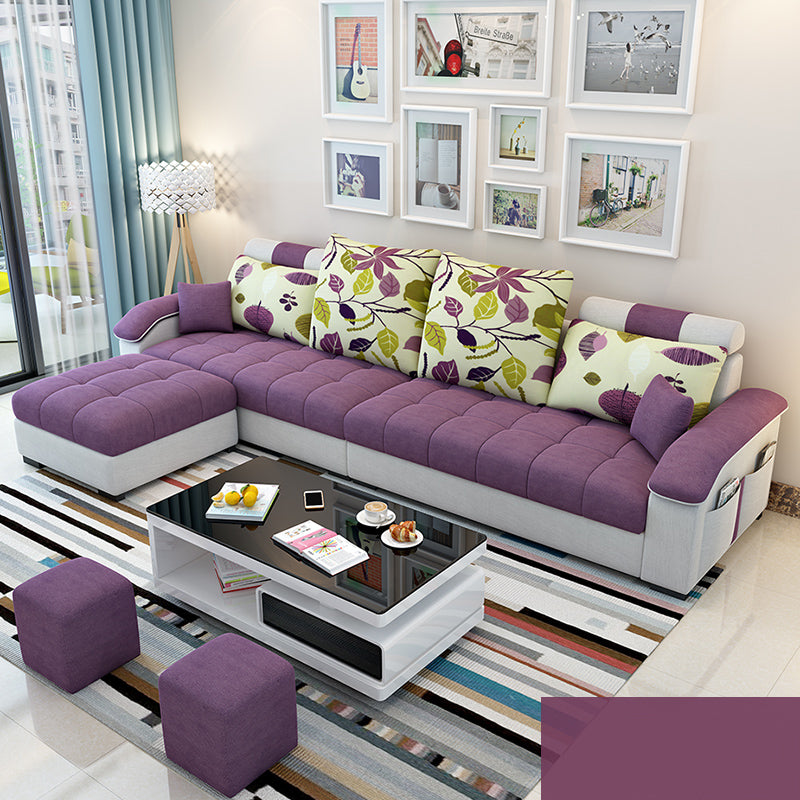106.3" W √ó 57.09" D √ó 35.43" H Sloped Arms Sectional with Storage and Slipcovered