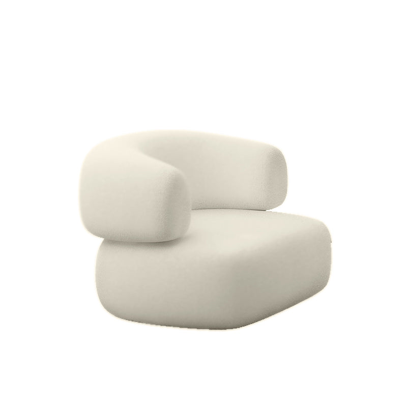 Modern Camel Back Sofa 27.56"High Round Arm Sofa for Apartment, White