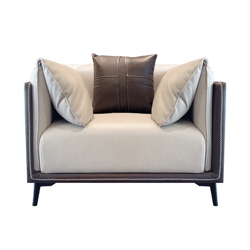 Modern Stain-Resistant Faux Leather Pillow Top Arm Sofa/Sectional for Living Room