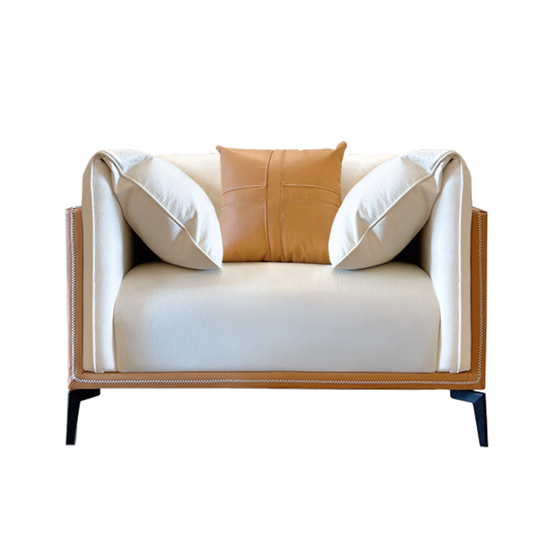 Modern Stain-Resistant Faux Leather Pillow Top Arm Sofa/Sectional for Living Room