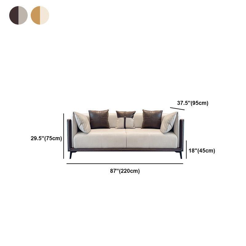 Modern Stain-Resistant Faux Leather Pillow Top Arm Sofa/Sectional for Living Room