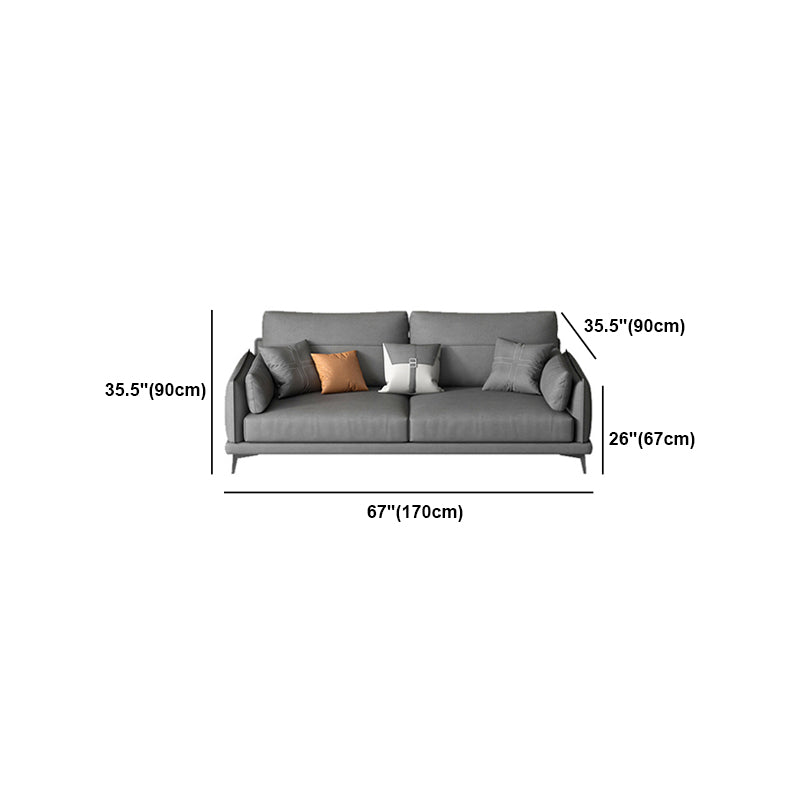 Modern Faux leather Sectional Sofa Dark Gray Cushion Back Sectional for Living Room