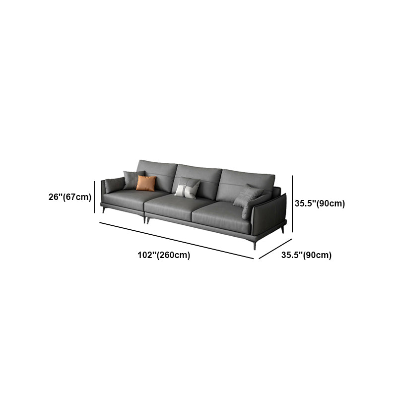 Modern Faux leather Sectional Sofa Dark Gray Cushion Back Sectional for Living Room